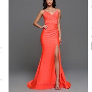 NWT Orange spaghetti strap dress with side slit
